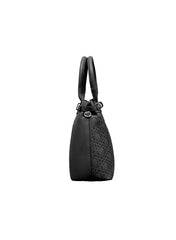 Foska Women’s Structured Shoulder Bag – Geometric Textured Design with Top Handles & Adjustable Strap – Taupe