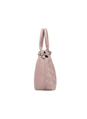Foska Women’s Structured Shoulder Bag – Geometric Textured Design with Top Handles & Adjustable Strap – Taupe
