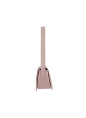 Foska Women's Structured Flap Shoulder Bag - Gold Clasp Top Handle - Light Pink - 28x18.5 cm