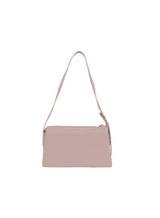 Foska Women's Structured Flap Shoulder Bag - Gold Clasp Top Handle - Light Pink - 28x18.5 cm