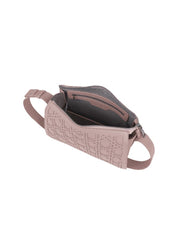 Foska Women's Structured Flap Shoulder Bag - Gold Clasp Top Handle - Light Pink - 28x18.5 cm