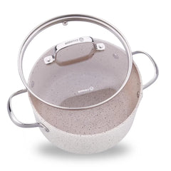 7 Pieces Non-Stick Cookware Set | Forged Aluminum Granite Coated Induction Base Cookware Pots and Pans Set