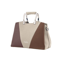 Foska Women's Handbag & Shoulder Bag - Geometric Design, Metal Handle - Blue - Black - Beige - 30x21.5 cm