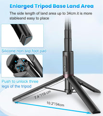 TONEOF 170cm Phone Tripod & Selfie Stick, All-in-One Portable Lightweight Stand with Remote for Selfies, Live Streaming, Video Recording, Travel - Black