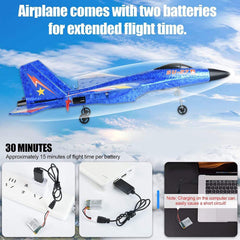 SU-27 RC Airplane,2.4GHz 2 Channel Remote Control Plane with Gyro Night Lights and 1 Batteries