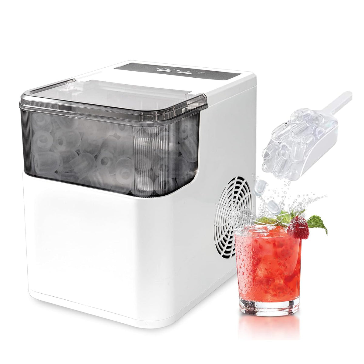 6 Minutes Portable Ice Maker, Self-Cleaning Ice Machine with Scoop & Basket，9 Bullet Ice Cubes