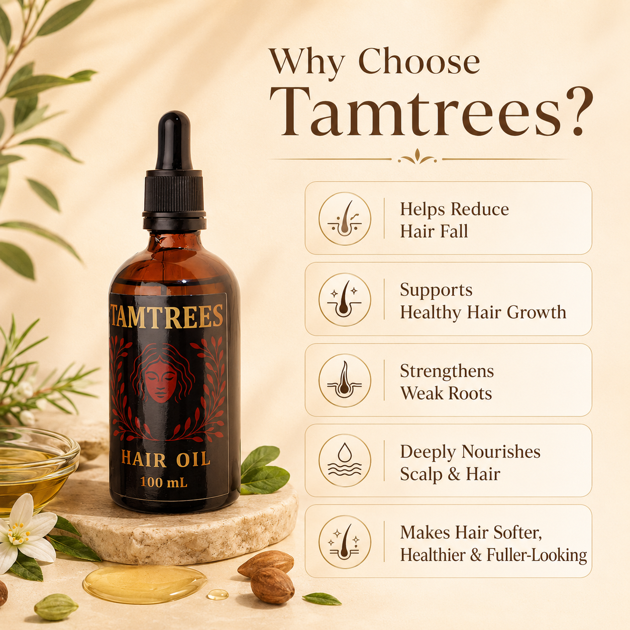 Tamtrees Organic Hair Growth & Strength Oil – ALL Organic - 100ML