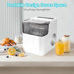 6 Minutes Portable Ice Maker, Self-Cleaning Ice Machine with Scoop & Basket，9 Bullet Ice Cubes