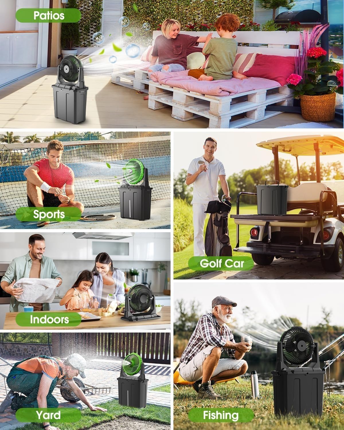 Portable Misting Fan with 6L Water Bucket – 20000mAh Rechargeable Outdoor Cooling Fan