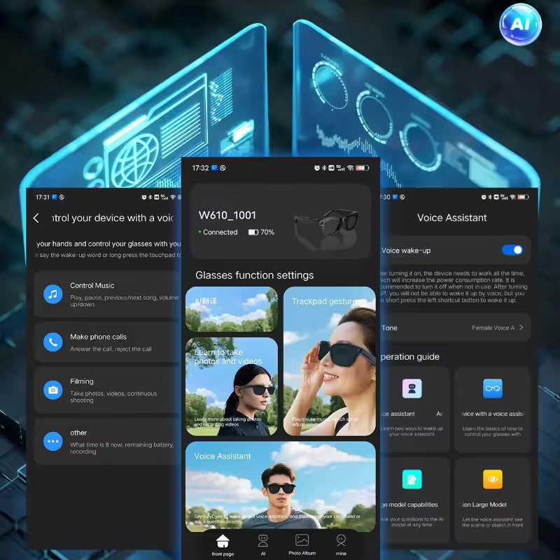 AI Smart Glasses Featuring 135 Languages Translation, 8MP HD Recording, AI Assistant, Phone-Based Voice Navigation, Auto-Tint Sunglasses, and Open-Ear Audio – Designed for Men & Women