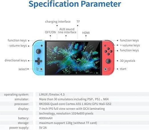 M20 Pro Retro Gaming Console Bundle – 7" HD Display, Dual Wireless Controllers & TV Dock