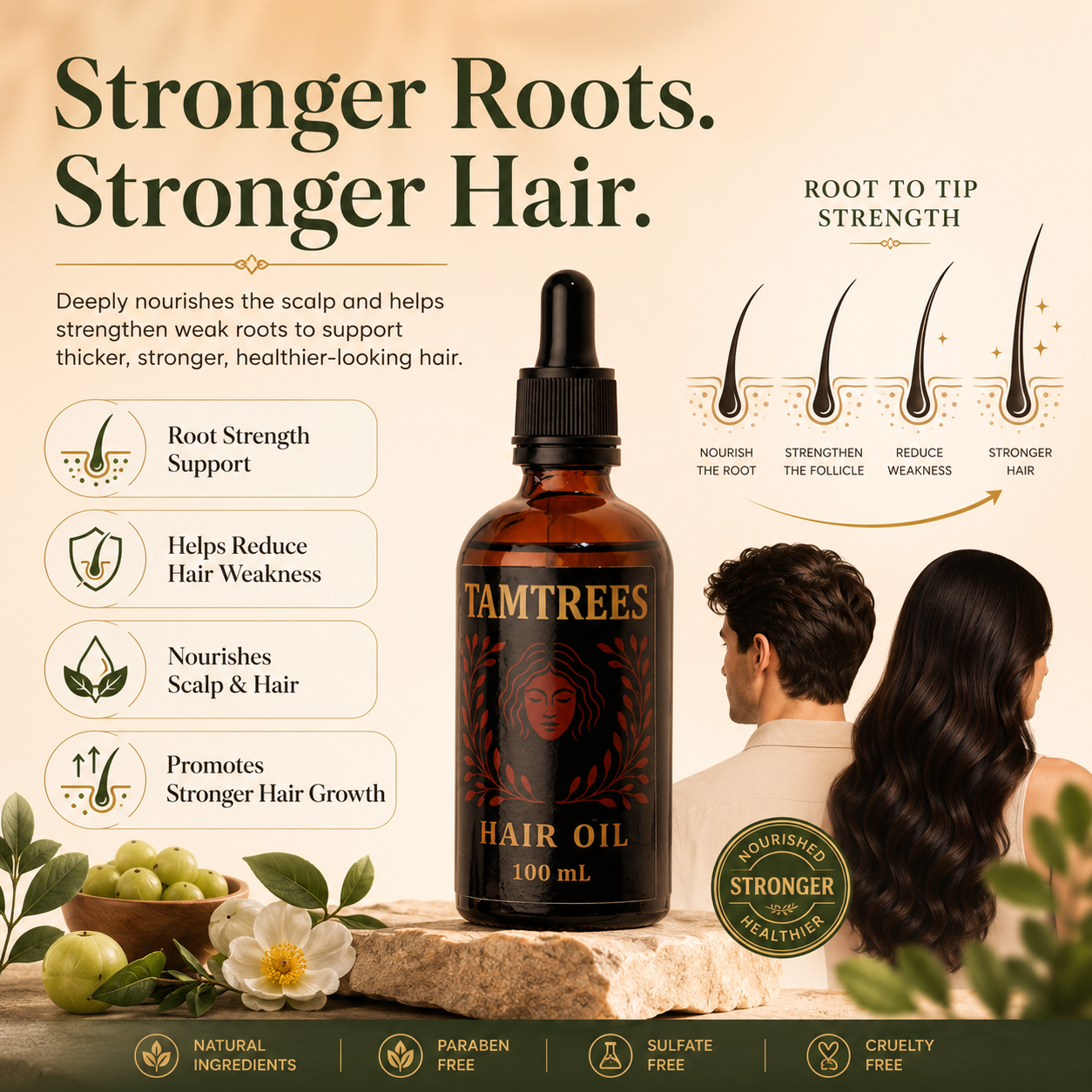 Tamtrees Organic Hair Growth & Strength Oil – ALL Organic - 100ML