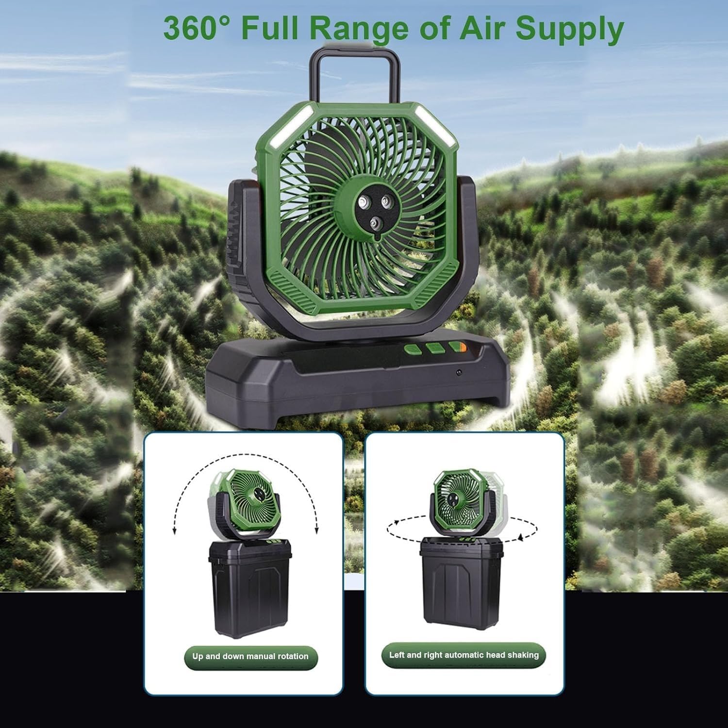 Portable Misting Fan with 6L Water Bucket – 20000mAh Rechargeable Outdoor Cooling Fan