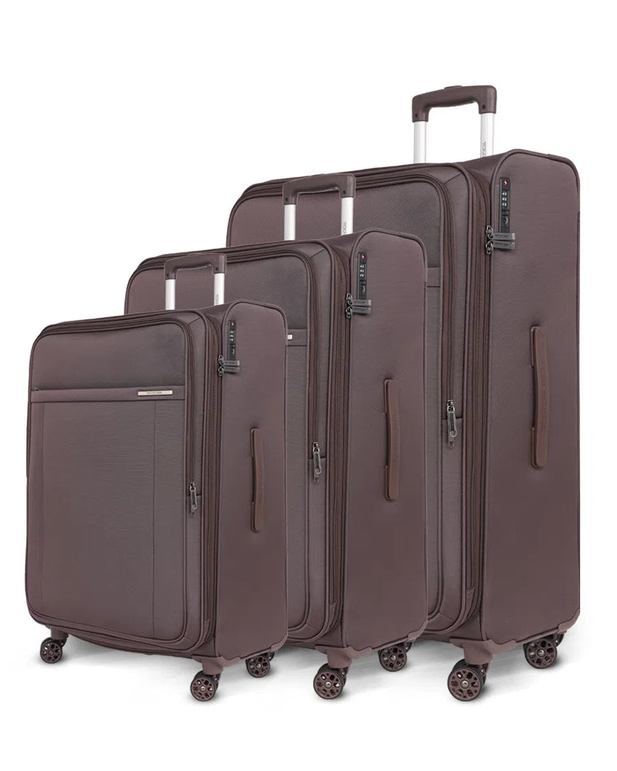 TOMCRUISER ATLAS SOFT LUGGAGE TROLLEY SET (3PCs) 20,24,28 inch KHAKEE, BLACK