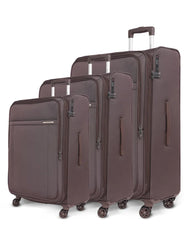 TOMCRUISER ATLAS SOFT LUGGAGE TROLLEY SET (3PCs) 20,24,28 inch KHAKEE, BLACK