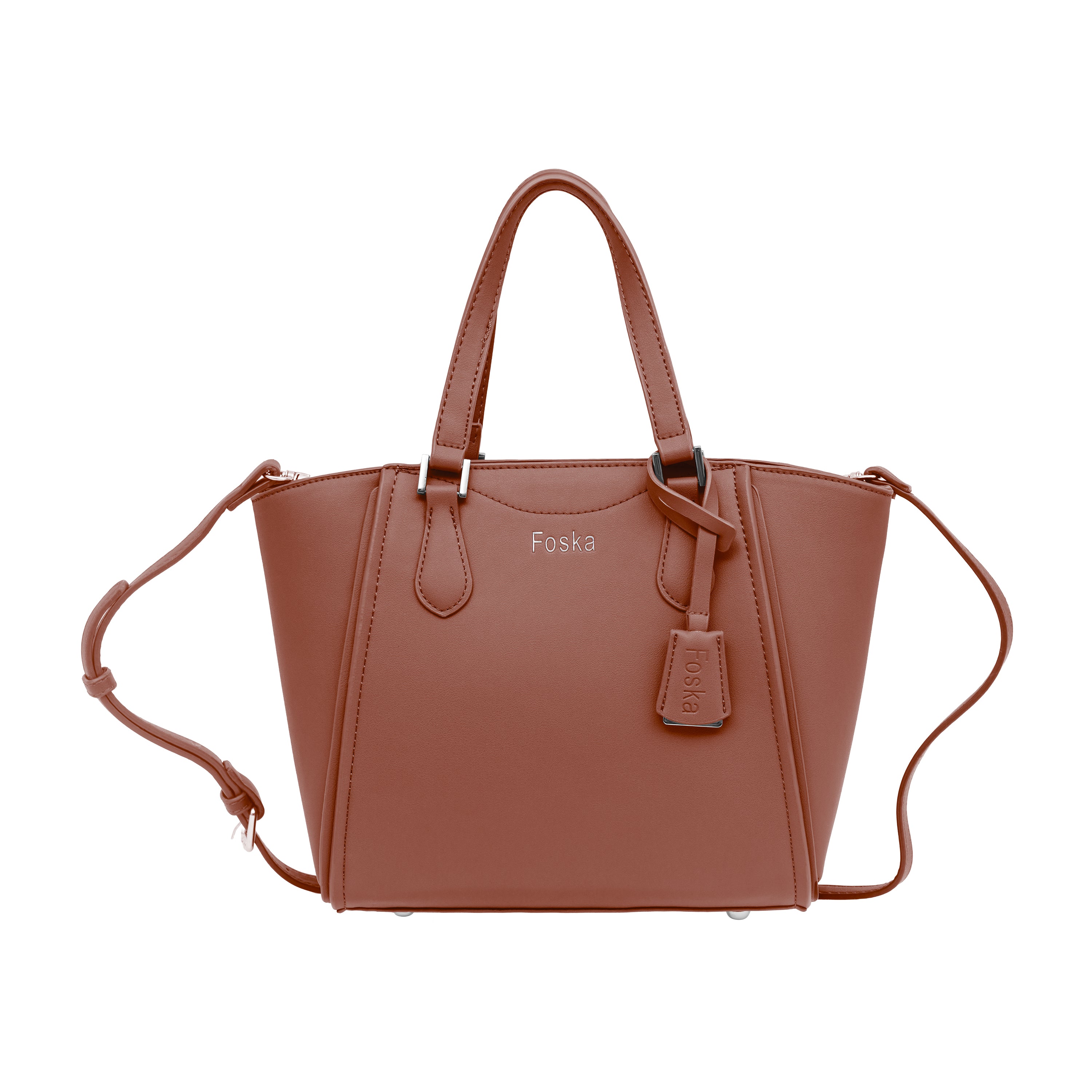 Foska Women's Large Structured Tote & Shoulder Bag - Brown - black - Dark Green - 35.5x29 cm