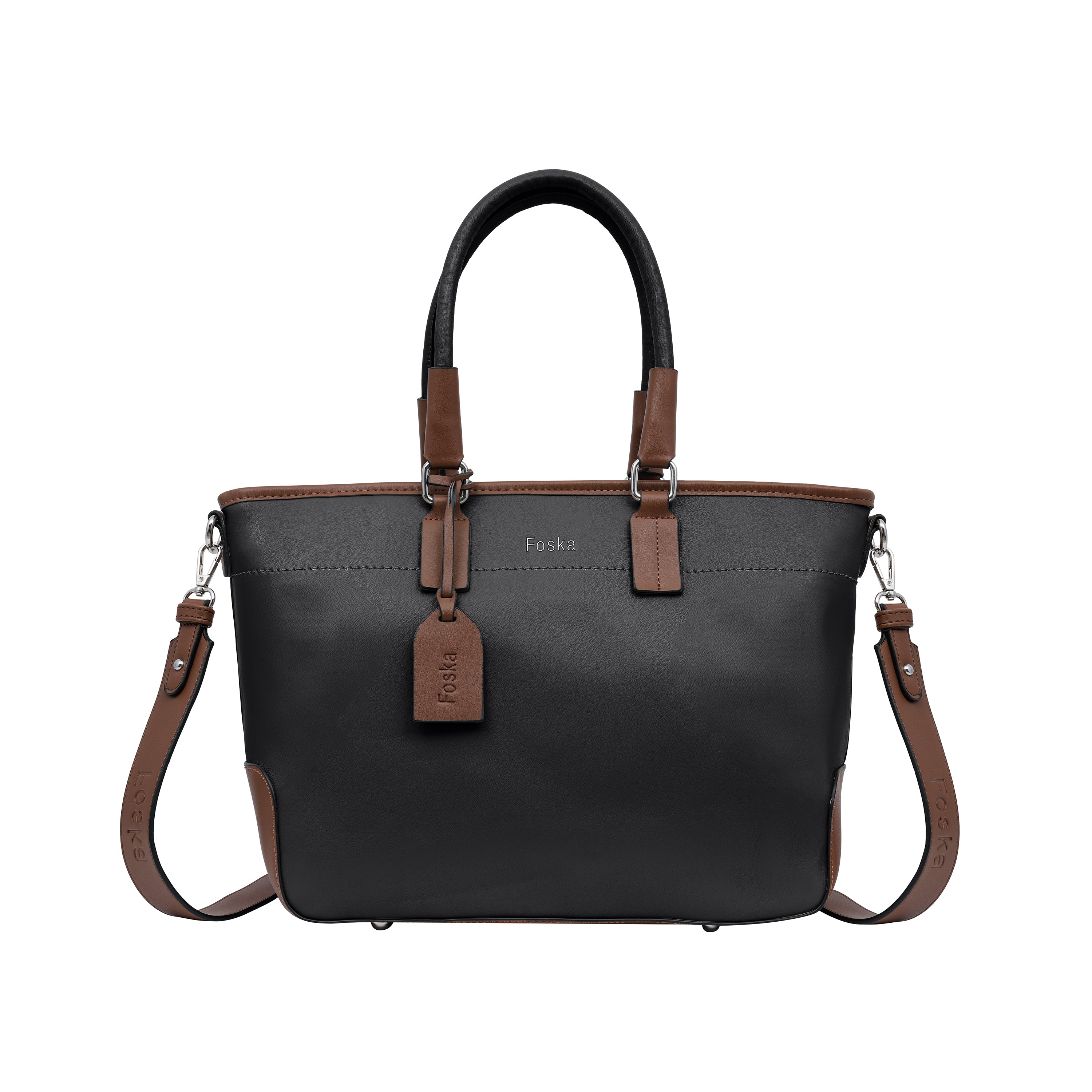 Foska Women's Wide Tote & Shoulder Bag - Two-Tone Design - 43x27 cm