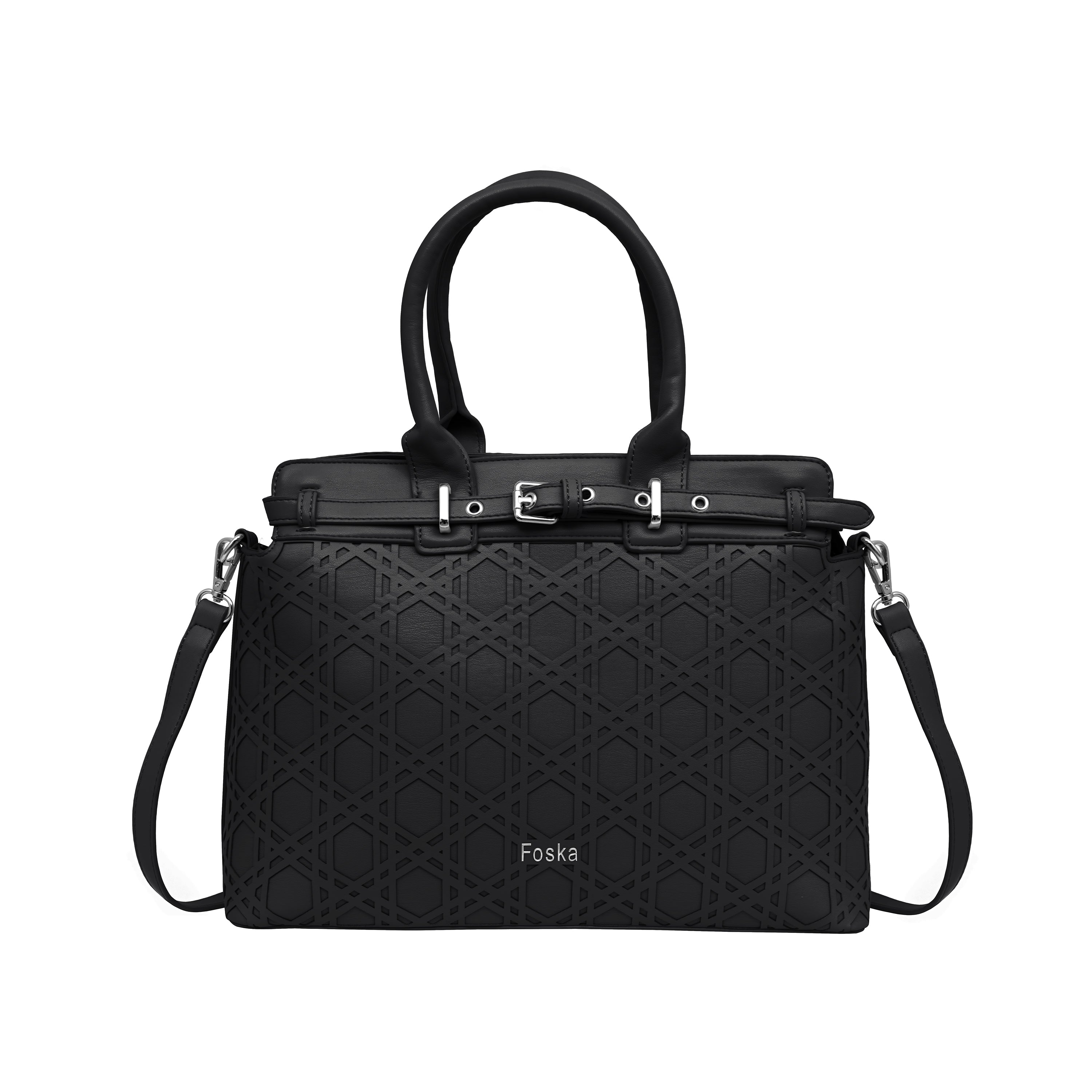 Foska Women's Versatile Fashion Tote Bag – Shoulder Handbag -Metal Chain Detail Black - Pink - Khaki - 33x27 cm
