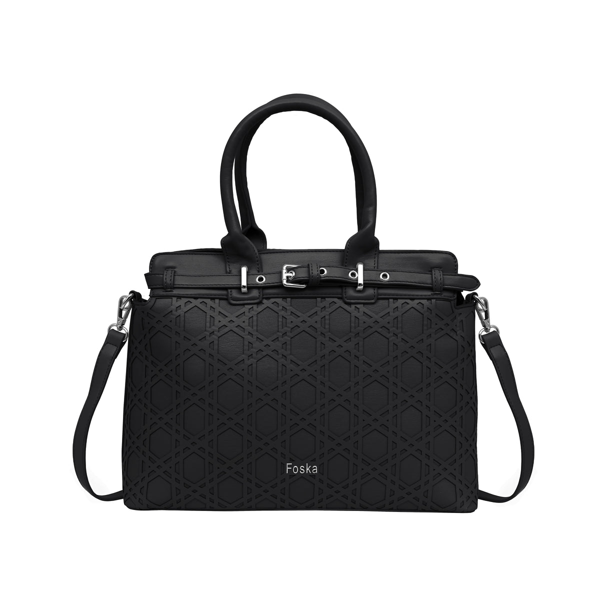 Foska Women's Versatile Fashion Tote Bag – Shoulder Handbag -Metal Chain Detail Black - Pink - Khaki - 33x27 cm