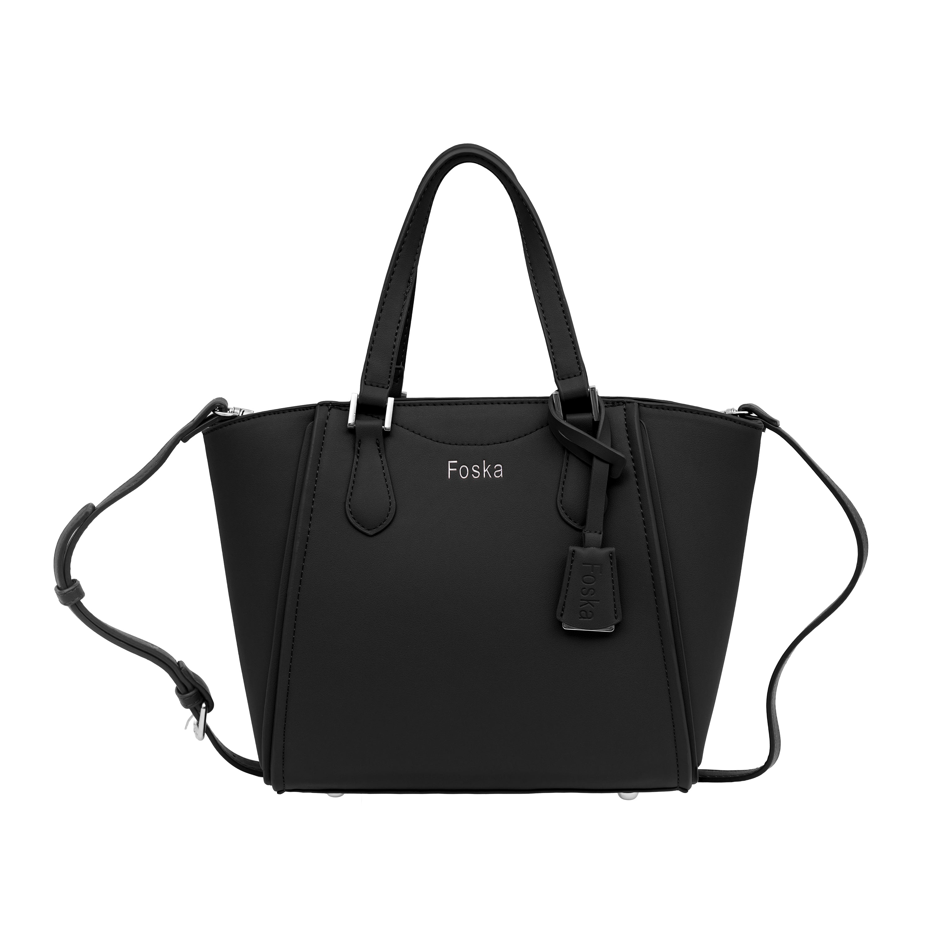 Foska Women's Large Structured Tote & Shoulder Bag - Brown - black - Dark Green - 35.5x29 cm