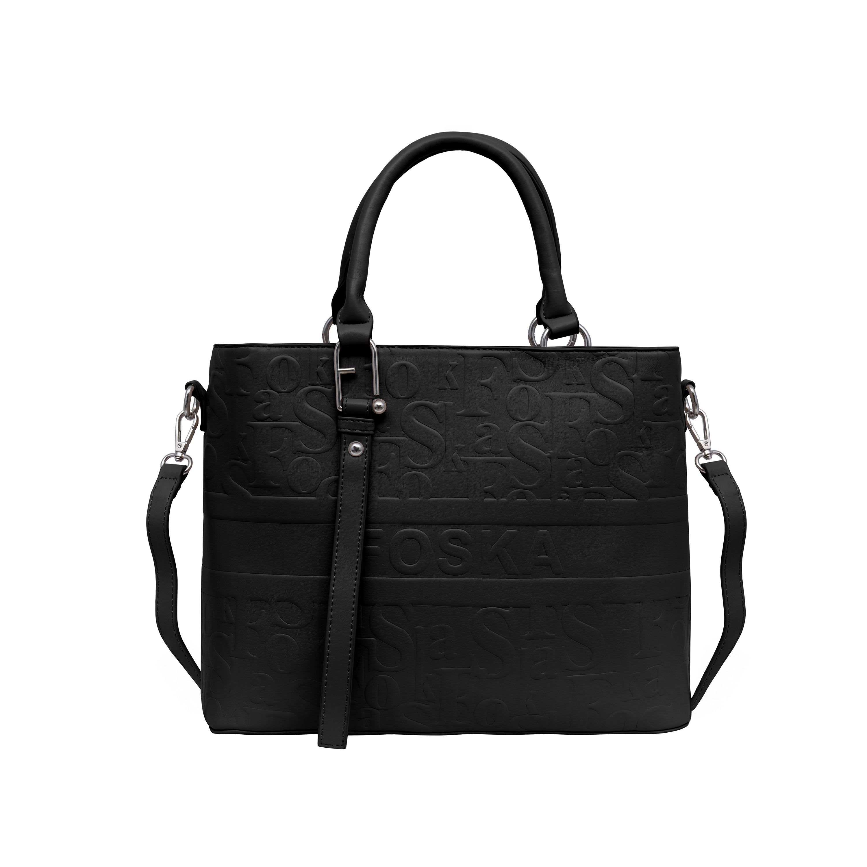 Foska Women's Shoulder Bag - Smooth PU Leather - Wide & Classic Design - 33x26 cm