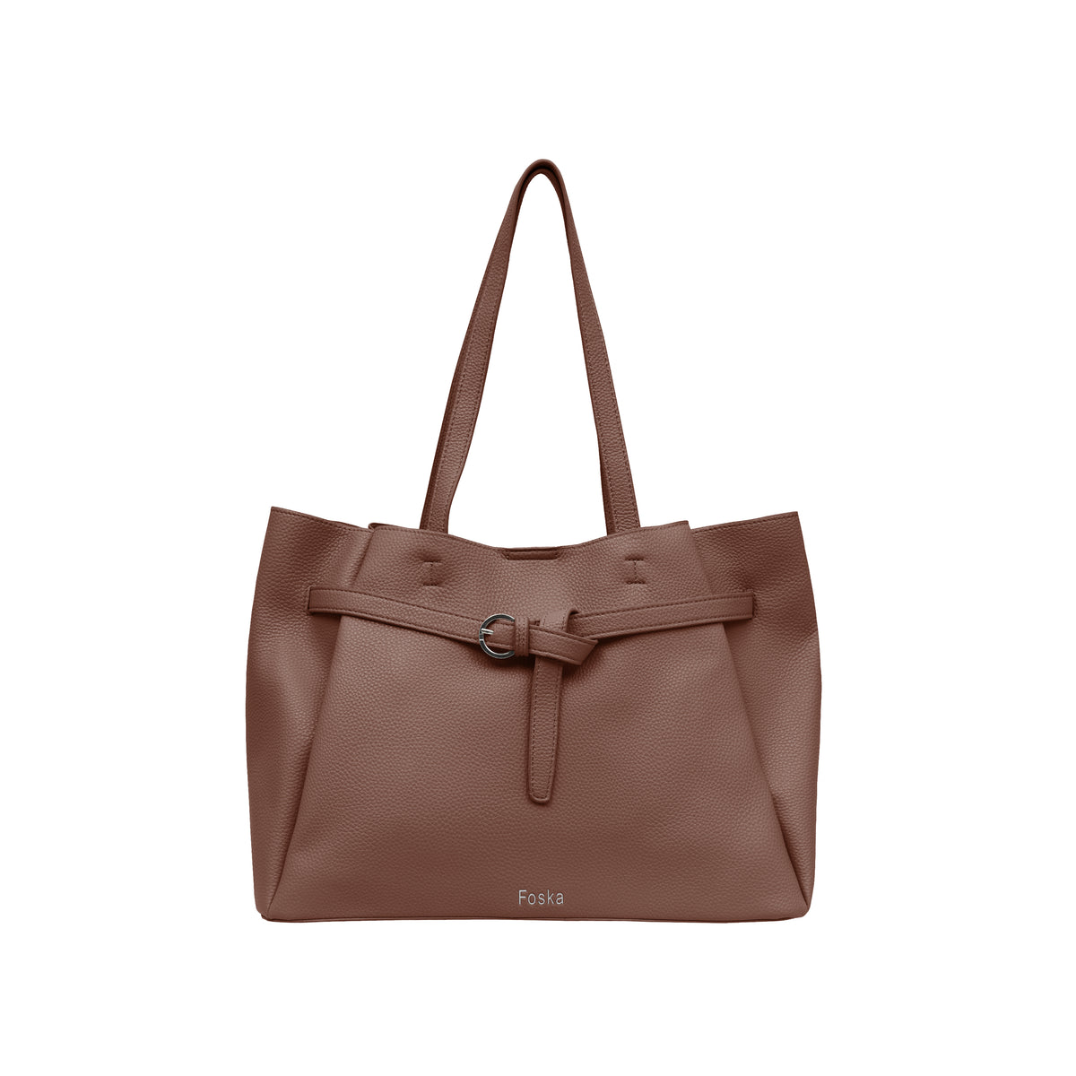 Foska Women's Large Shoulder Bag - Classic Design Brown - 37.5x28.5 cm