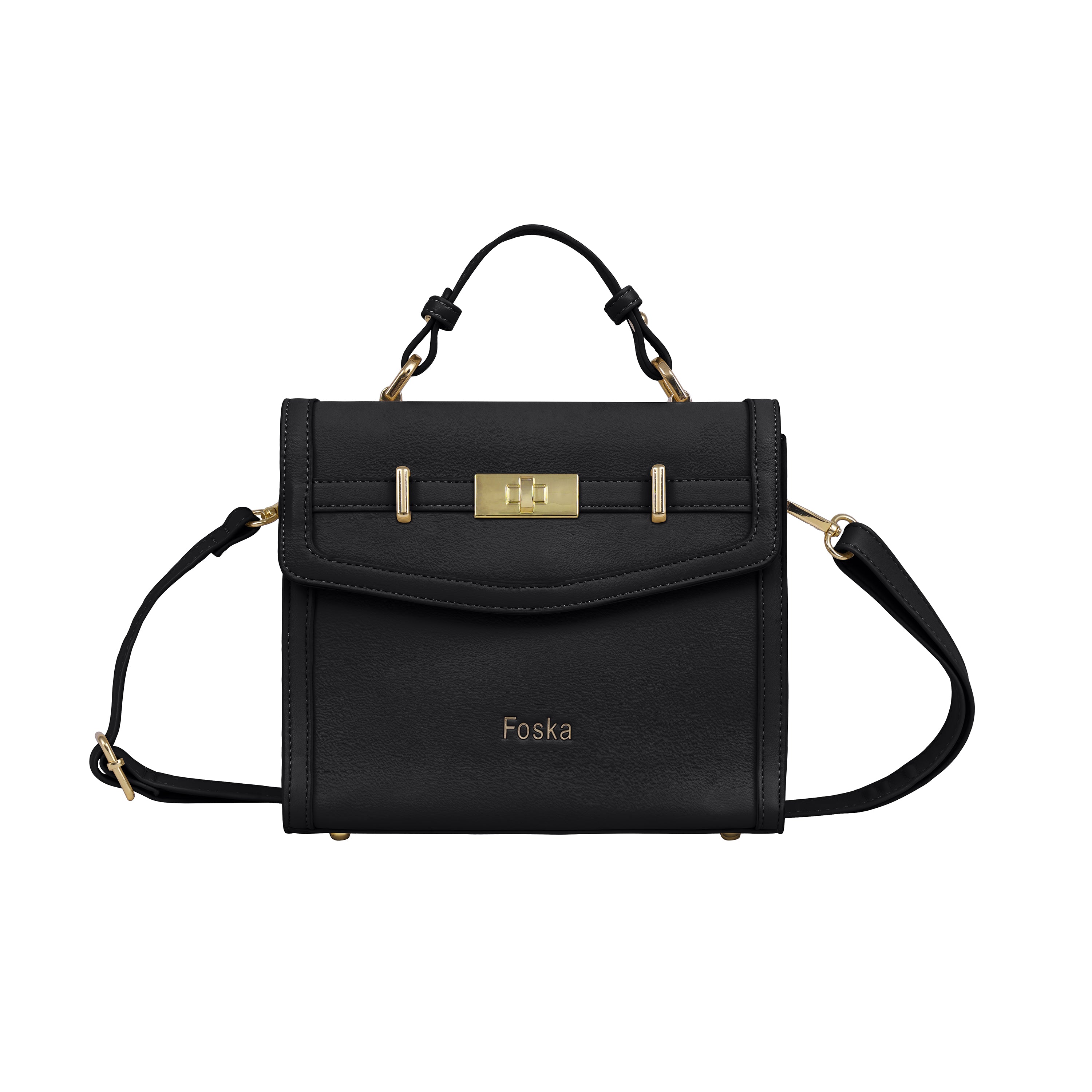 Foska Women's Mini Top Handle Cross-Body Bag - Flap Design Dusty Rose - 23x20 cm