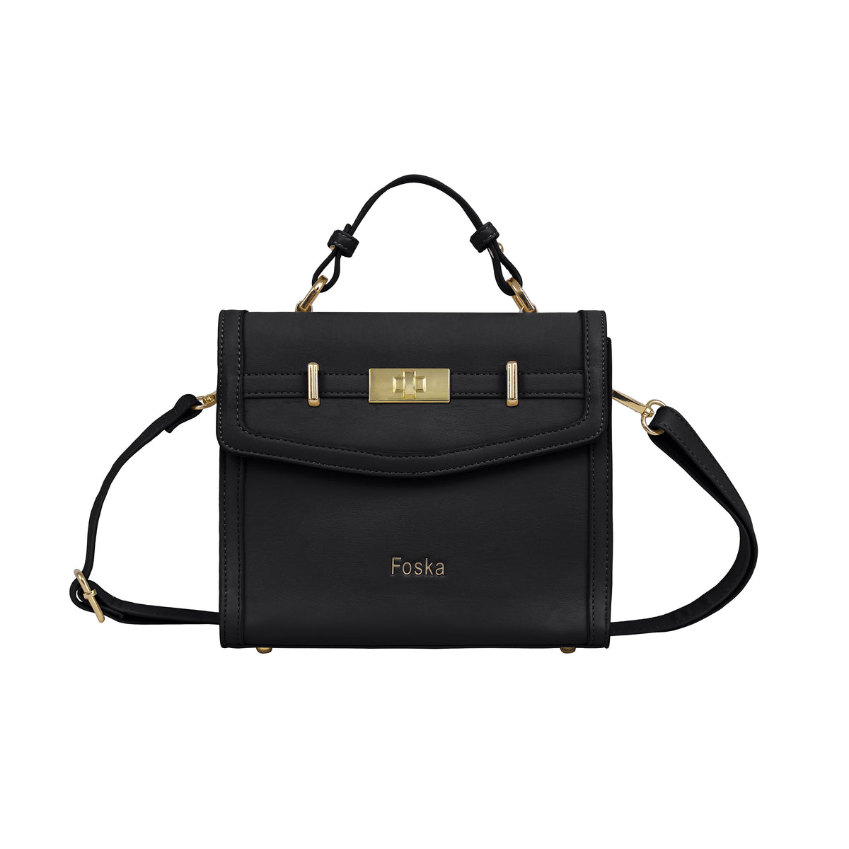 Foska Women's Mini Top Handle Cross-Body Bag - Flap Design Dusty Rose - 23x20 cm