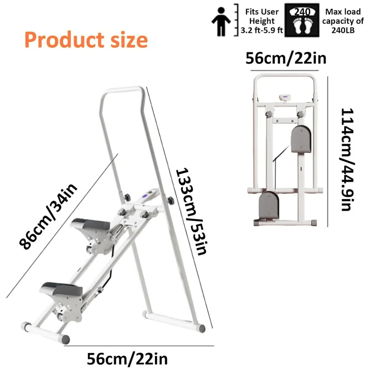 Foldable Stair Climber Step Machine for Full-Body Workout, Compact Folding Cardio Exercise Climber with Extended Step Range, Adjustable Handlebar & Pedals