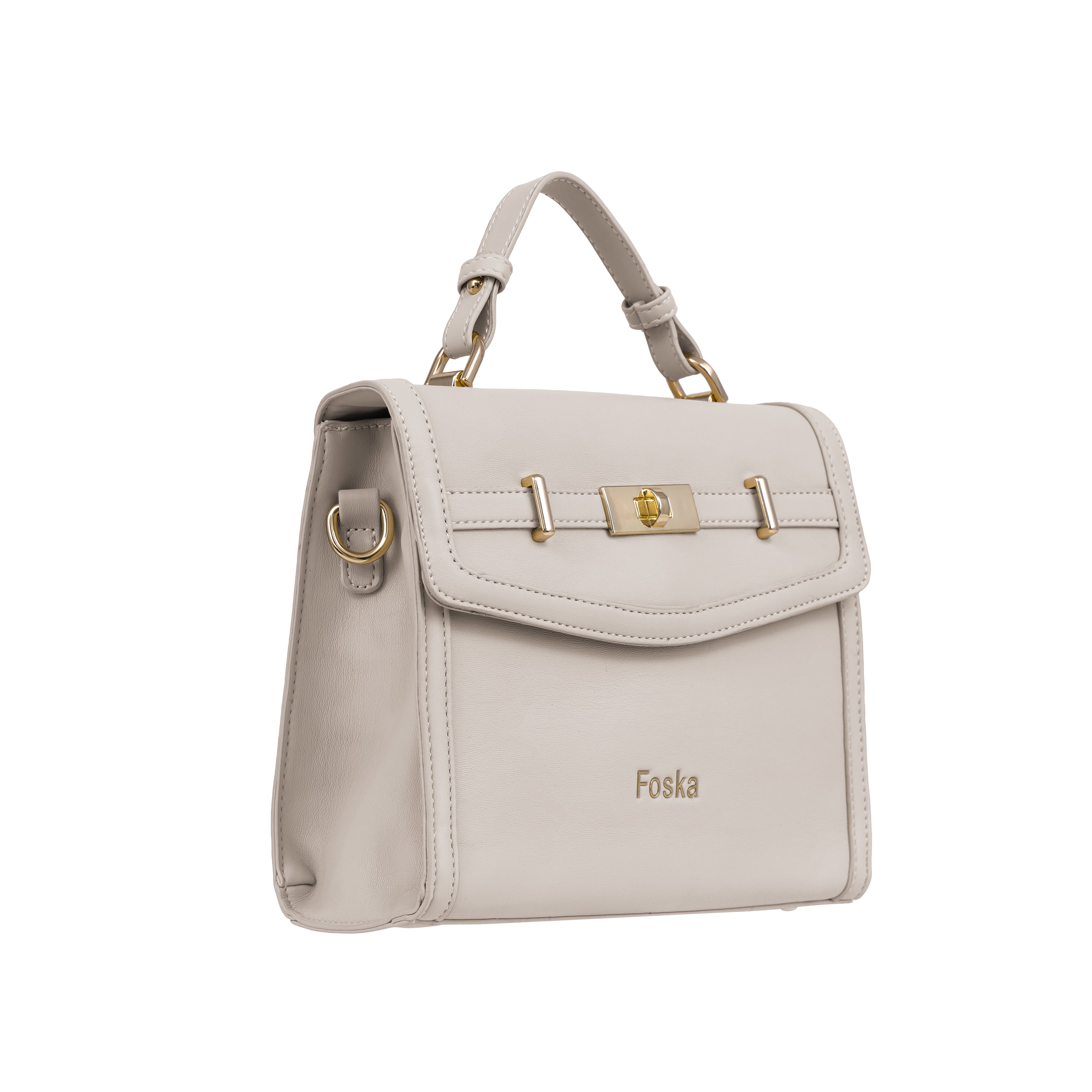 Foska Women's Mini Top Handle Cross-Body Bag - Flap Design Dusty Rose - 23x20 cm