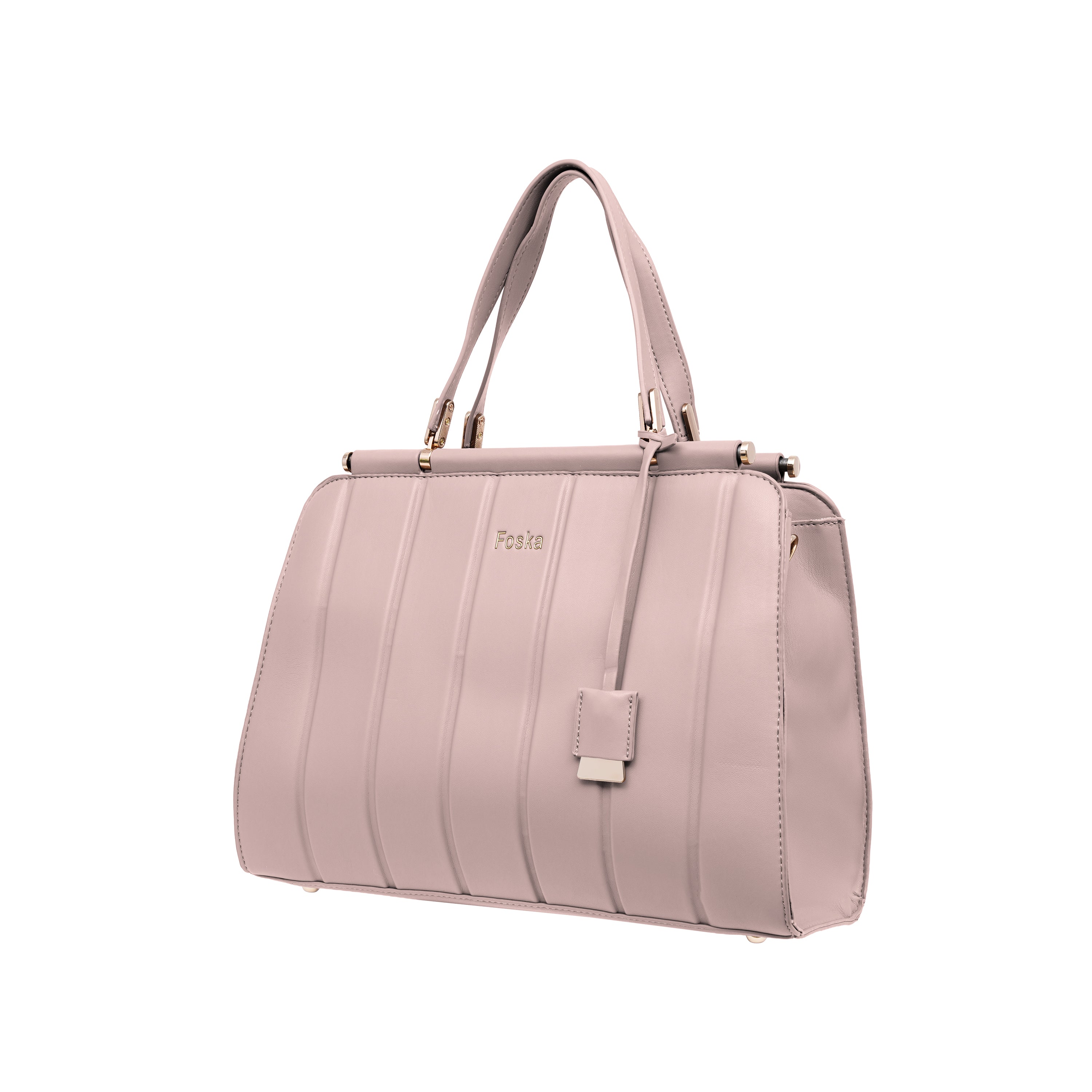 Foska Women's Shoulder Bag - Classic Smooth PU Leather - Black, Khaki, Pink - 36x25.5 cm