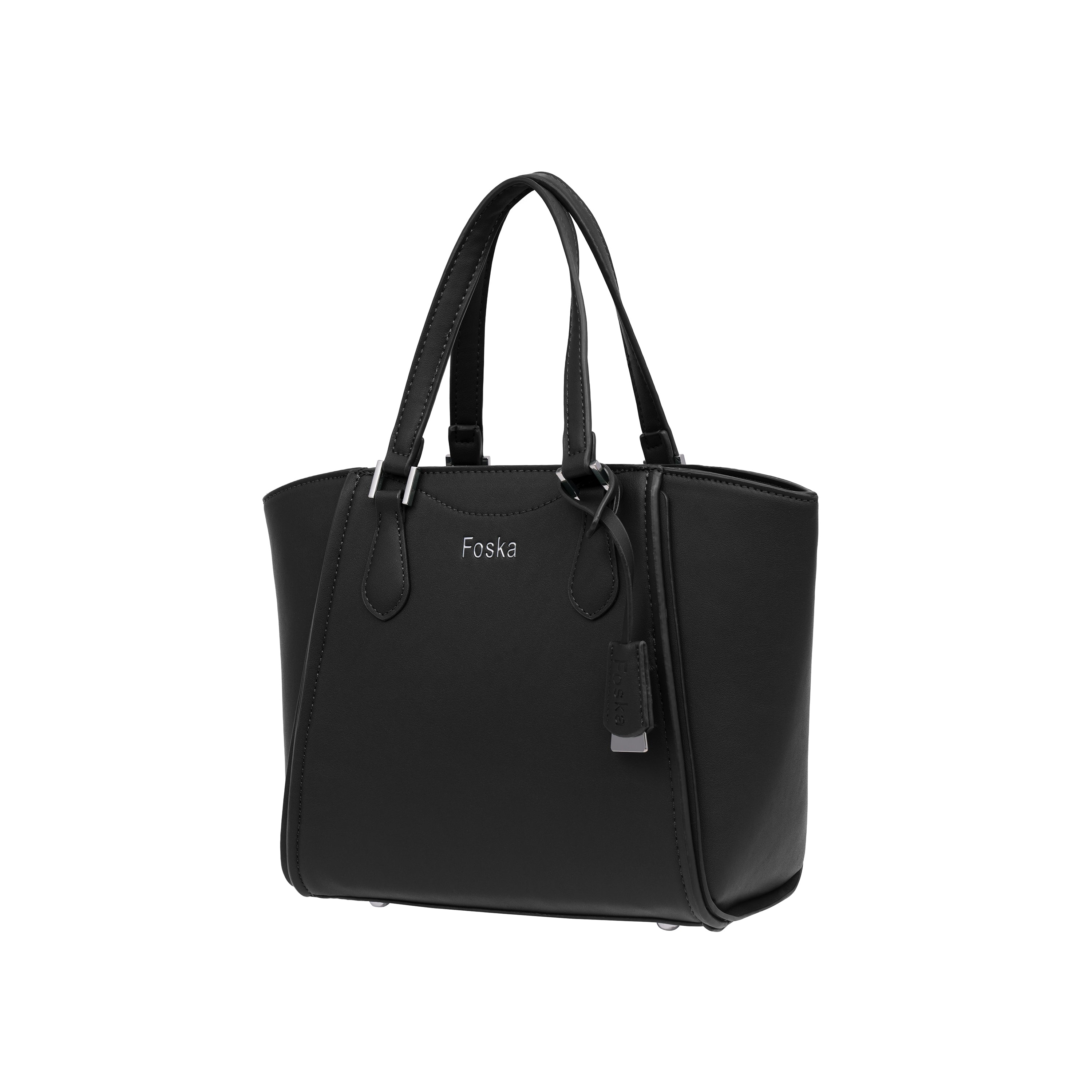 Foska Women's Large Structured Tote & Shoulder Bag - Brown - black - Dark Green - 35.5x29 cm