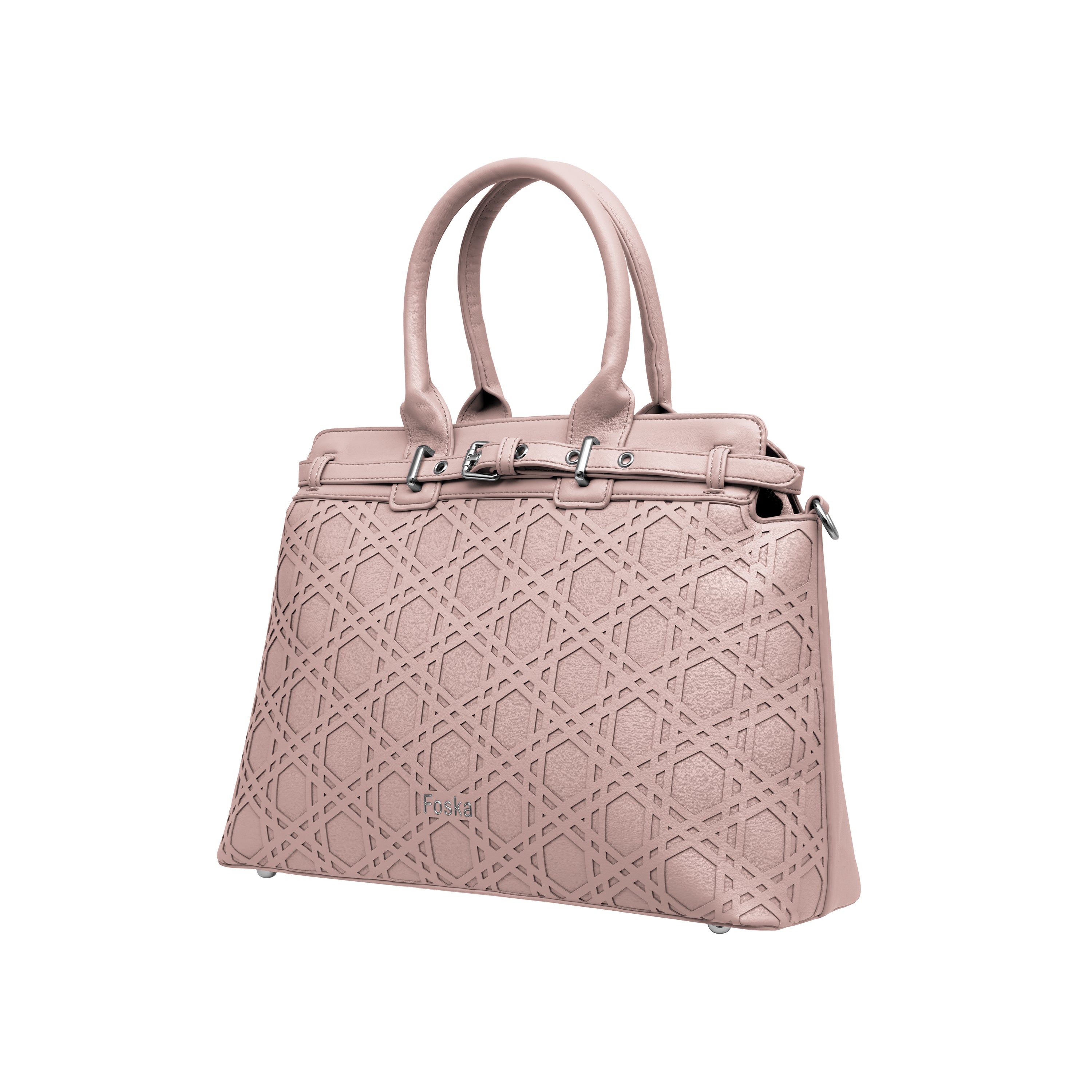 Foska Women's Versatile Fashion Tote Bag – Shoulder Handbag -Metal Chain Detail Black - Pink - Khaki - 33x27 cm