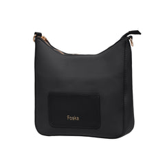 Foska Women's Hobo Cross-Body Bag - Smooth PU Leather - Black - WHITE - APRICOT - 26x25 cm