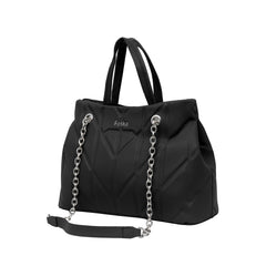 Foska Women's Shoulder Bag - Chic Piped Design Smooth Leather - Black - Khaki - Pink - 33x24 cm