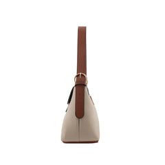 Foska Women's Shoulder Bag - Smooth PU Leather - Rectangular Nude Design - 31x20 cm