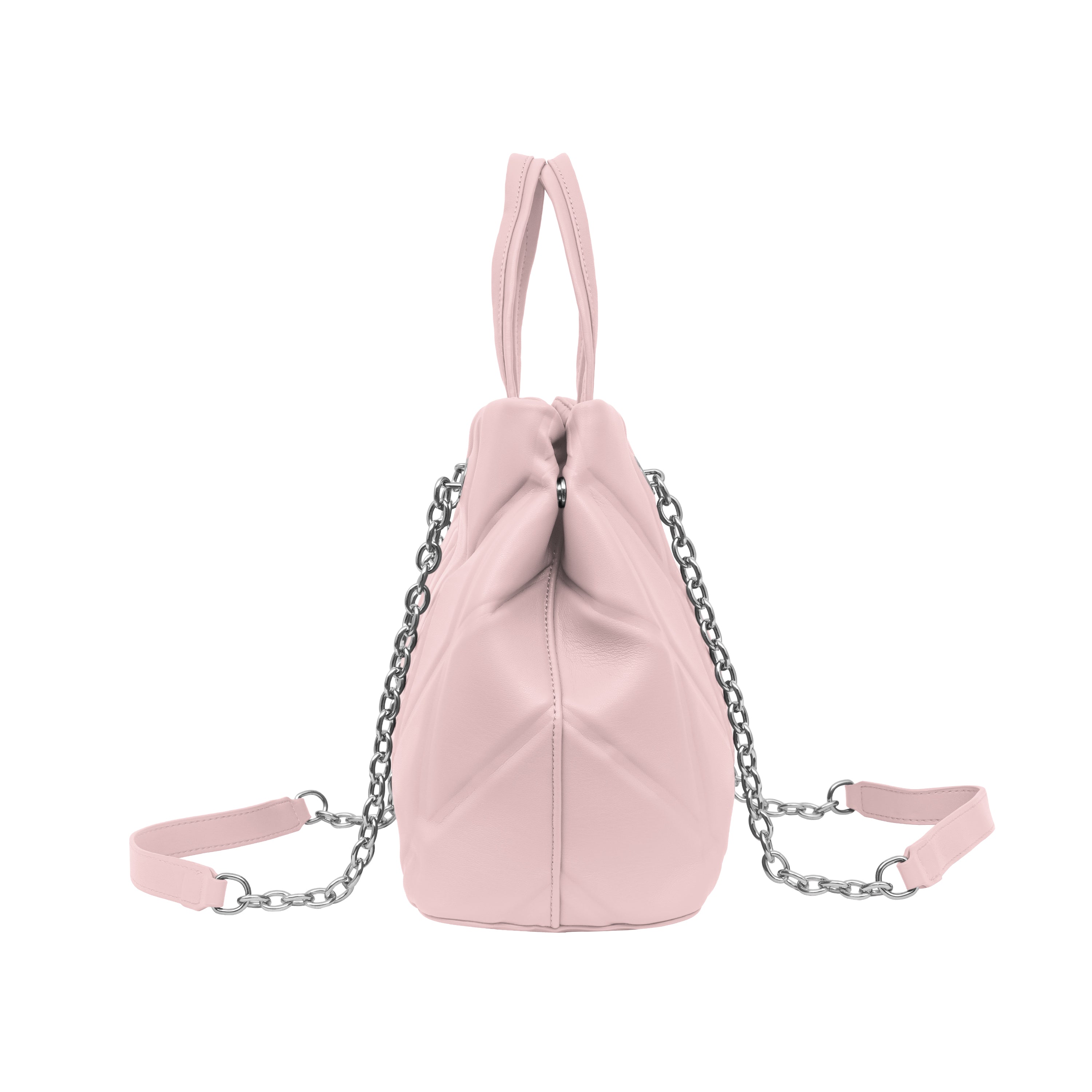 Foska Women's Shoulder Bag - Chic Piped Design Smooth Leather - Black - Khaki - Pink - 33x24 cm
