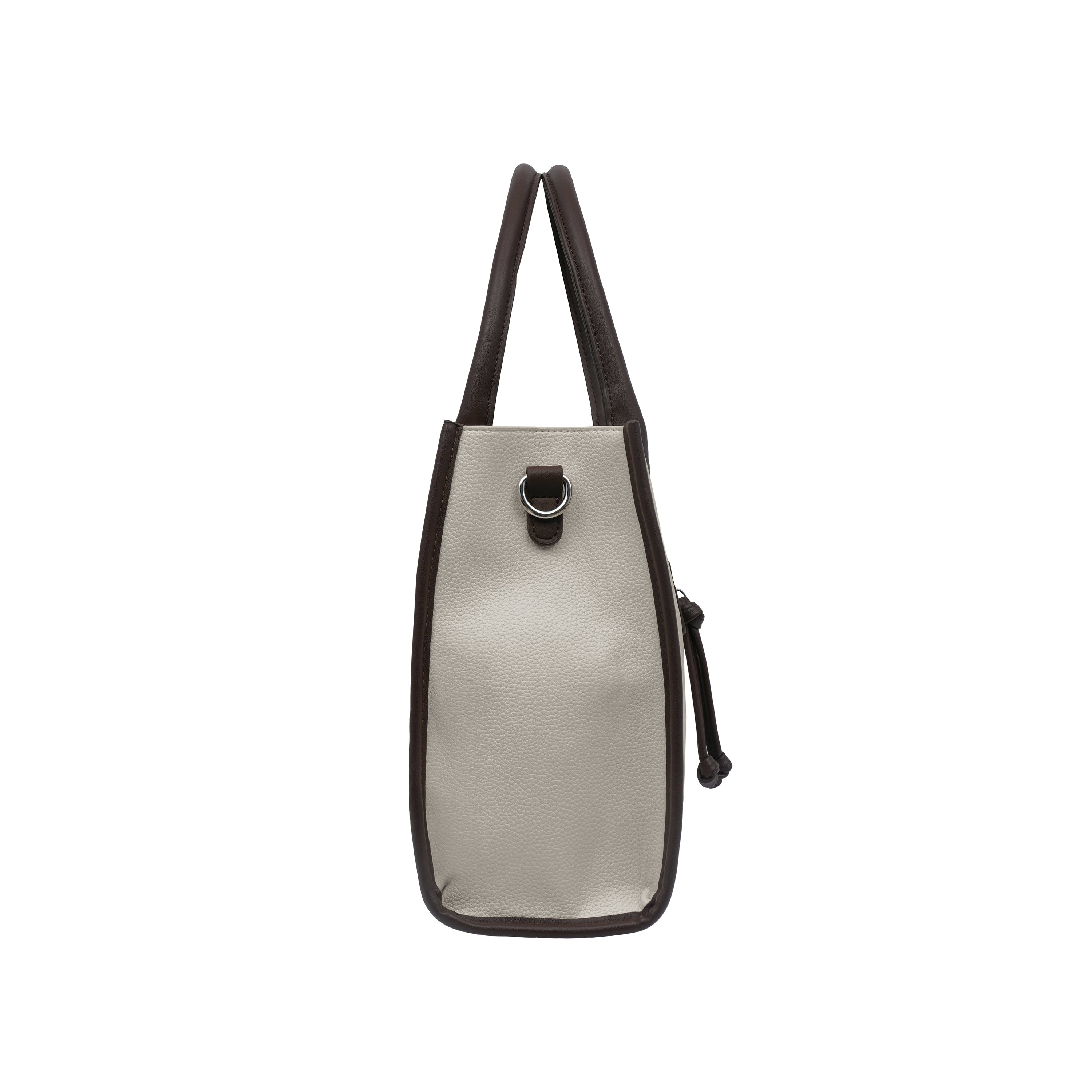 Foska Women's Large Tote & Shoulder Bag - Embossed PU Leather - Black - Beige- 33x26.5 cm