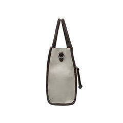 Foska Women's Large Tote & Shoulder Bag - Embossed PU Leather - Black - Beige- 33x26.5 cm