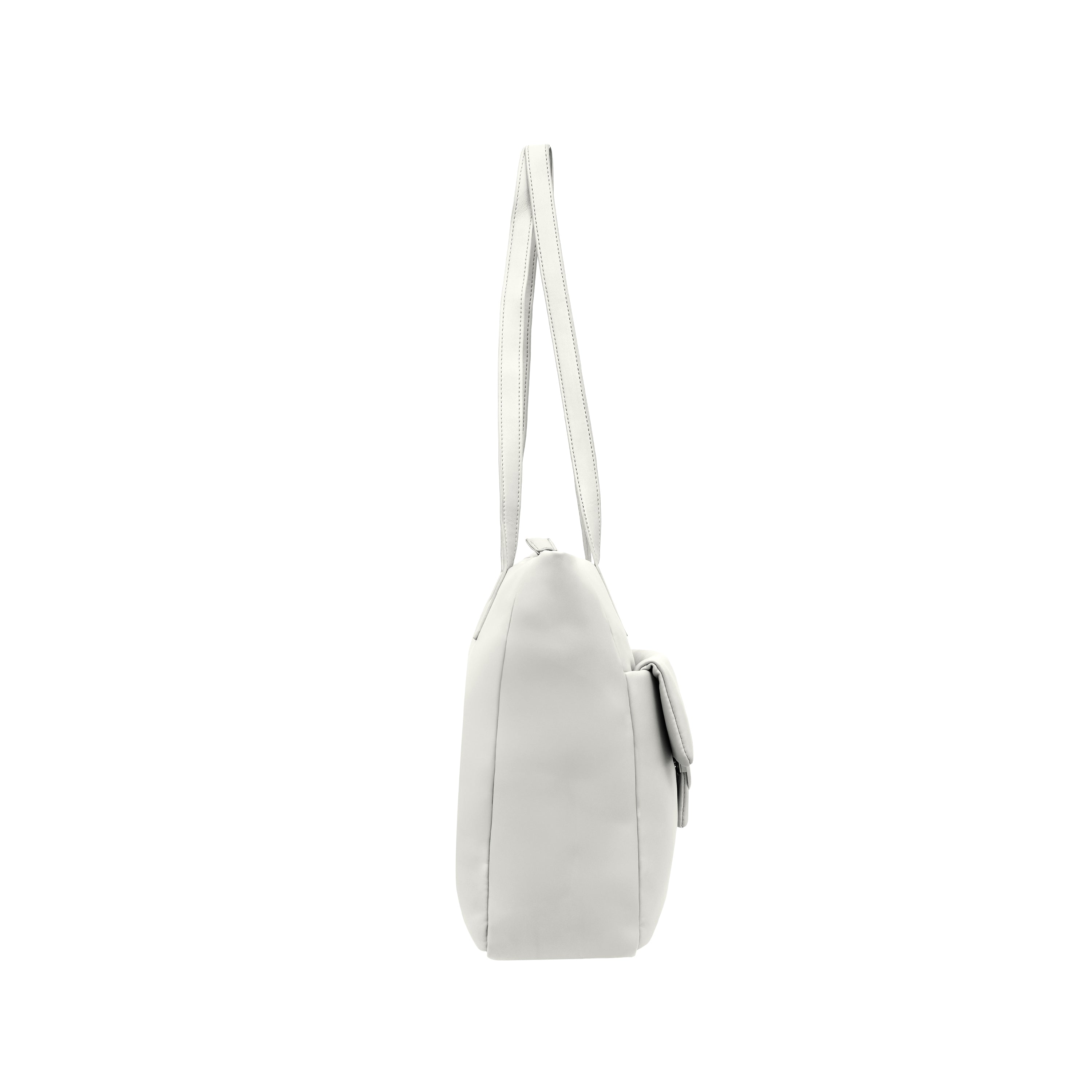 Foska Women's Large Tote & Shoulder Bag - Front Flap Pocket w/ Buckle - Light Beige Nude - 36x31 cm