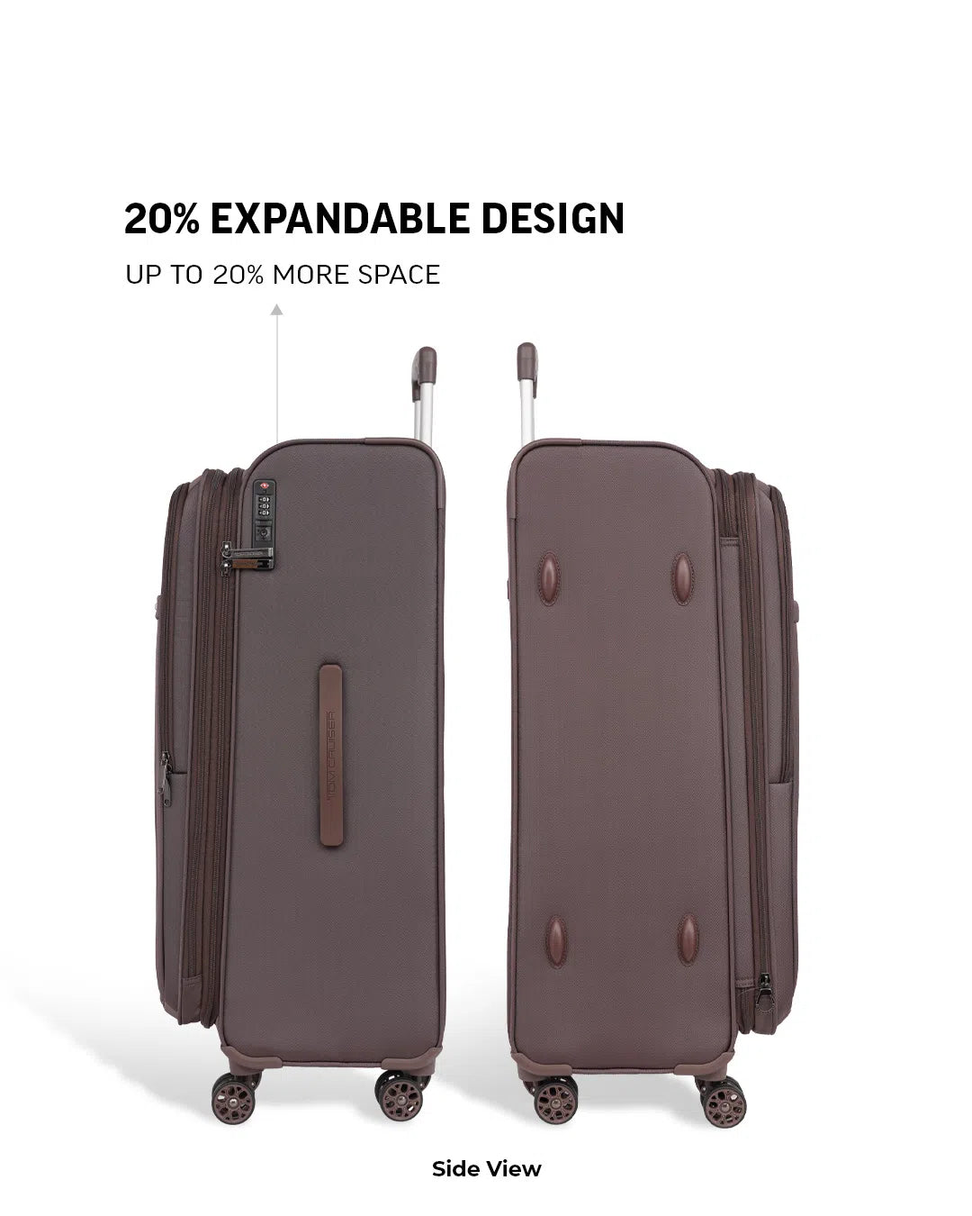 TOMCRUISER ATLAS SOFT LUGGAGE TROLLEY SET (3PCs) 20,24,28 inch KHAKEE, BLACK