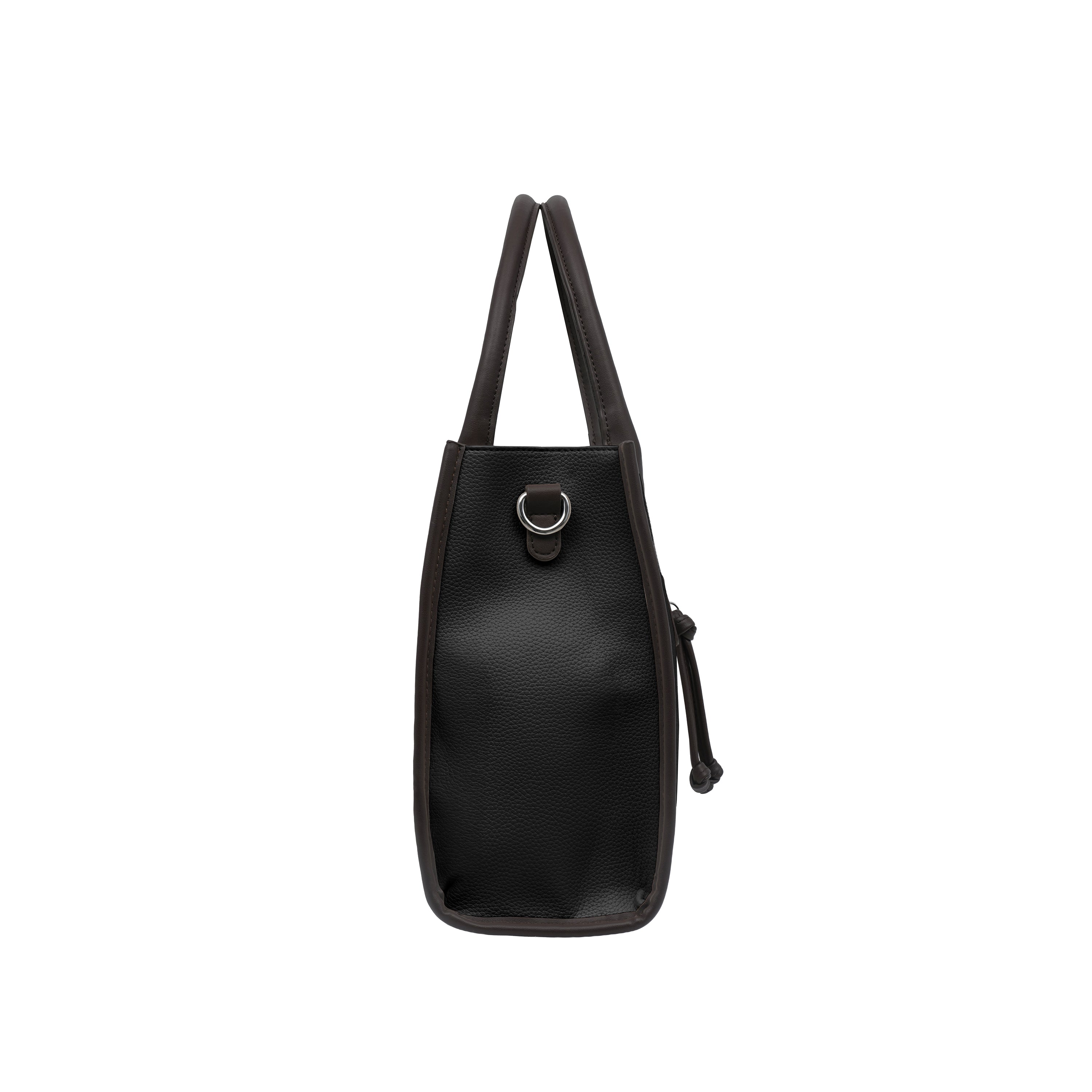 Foska Women's Large Tote & Shoulder Bag - Embossed PU Leather - Black - Beige- 33x26.5 cm