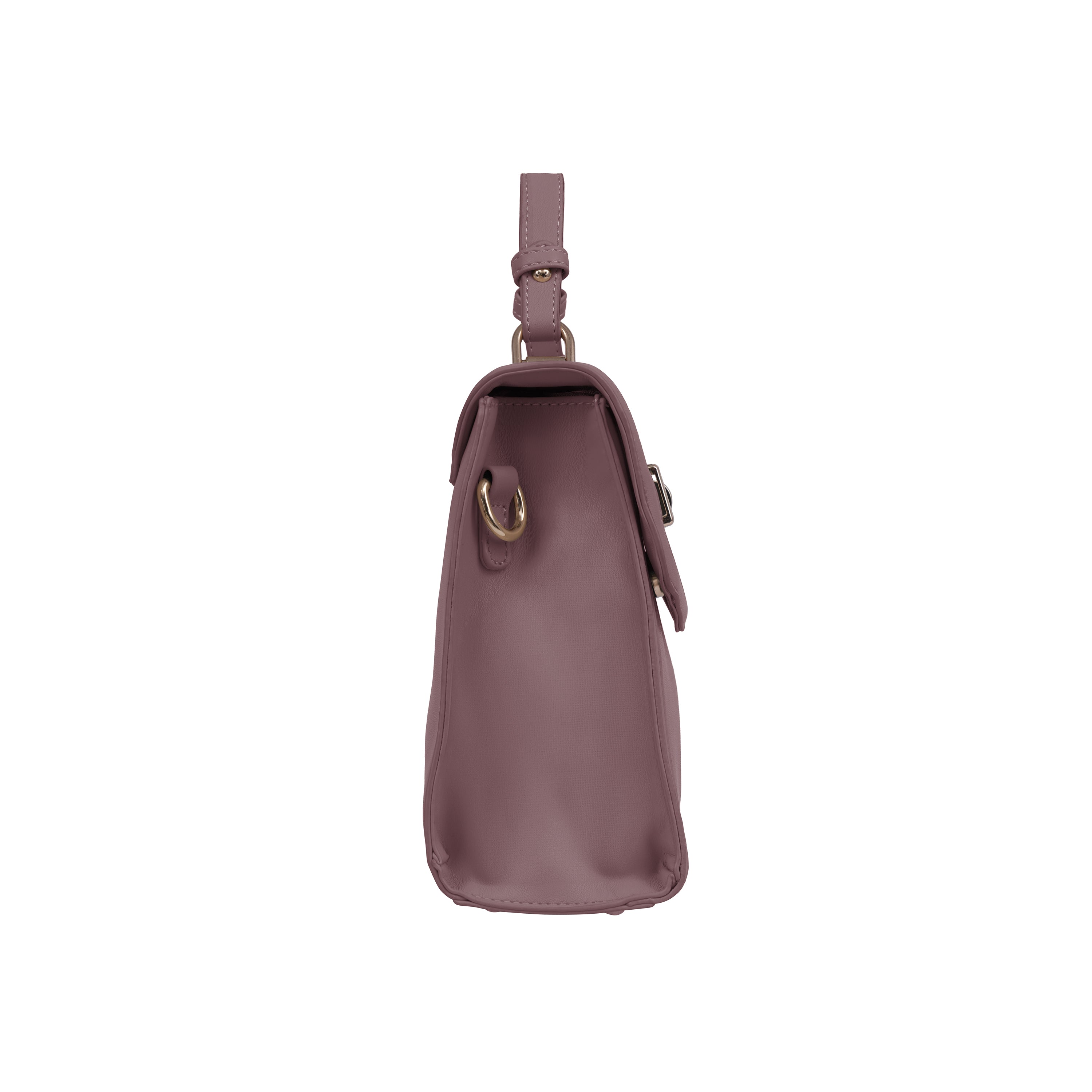 Foska Women's Mini Top Handle Cross-Body Bag - Flap Design Dusty Rose - 23x20 cm