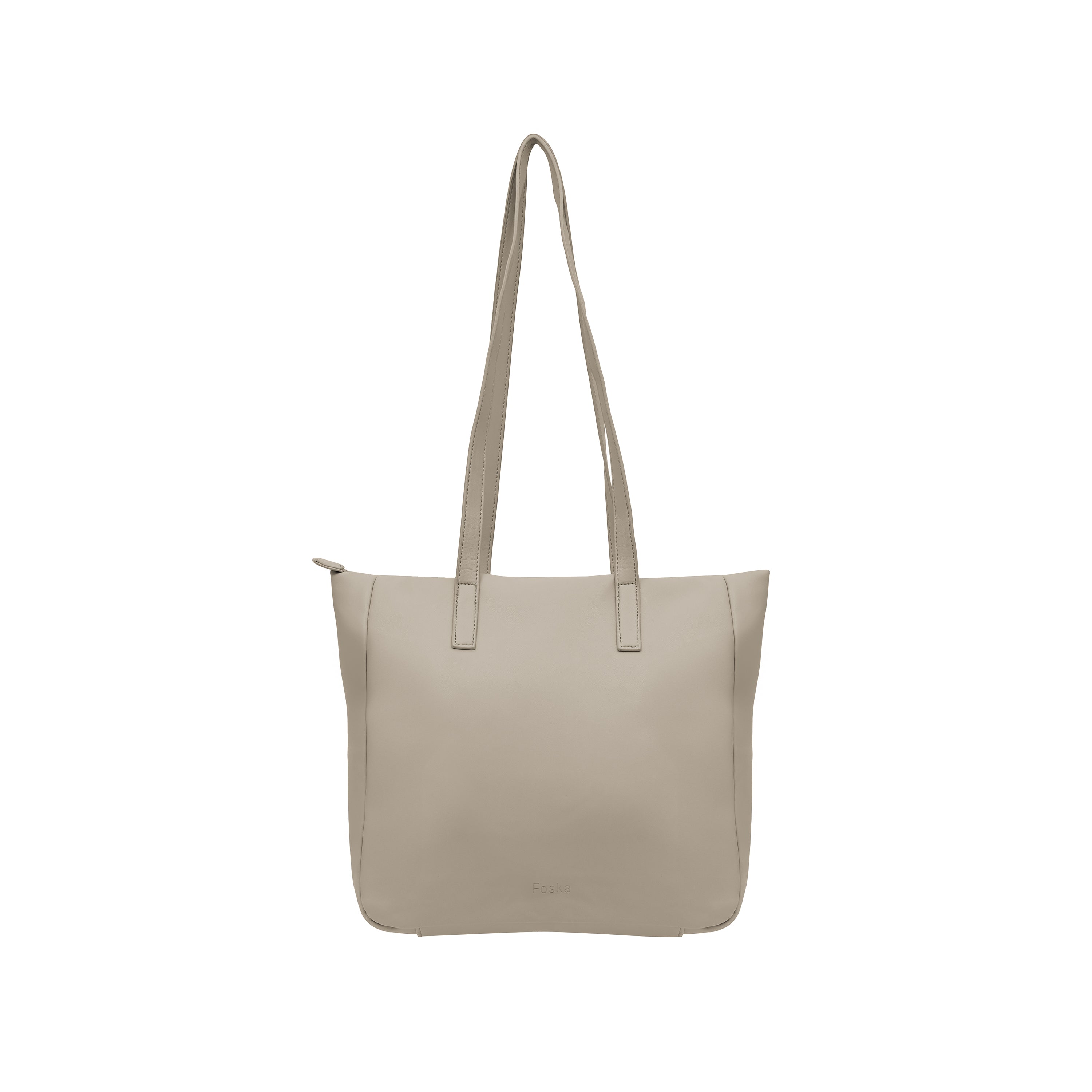 Foska Women's Large Tote & Shoulder Bag - Front Flap Pocket w/ Buckle - Light Beige Nude - 36x31 cm
