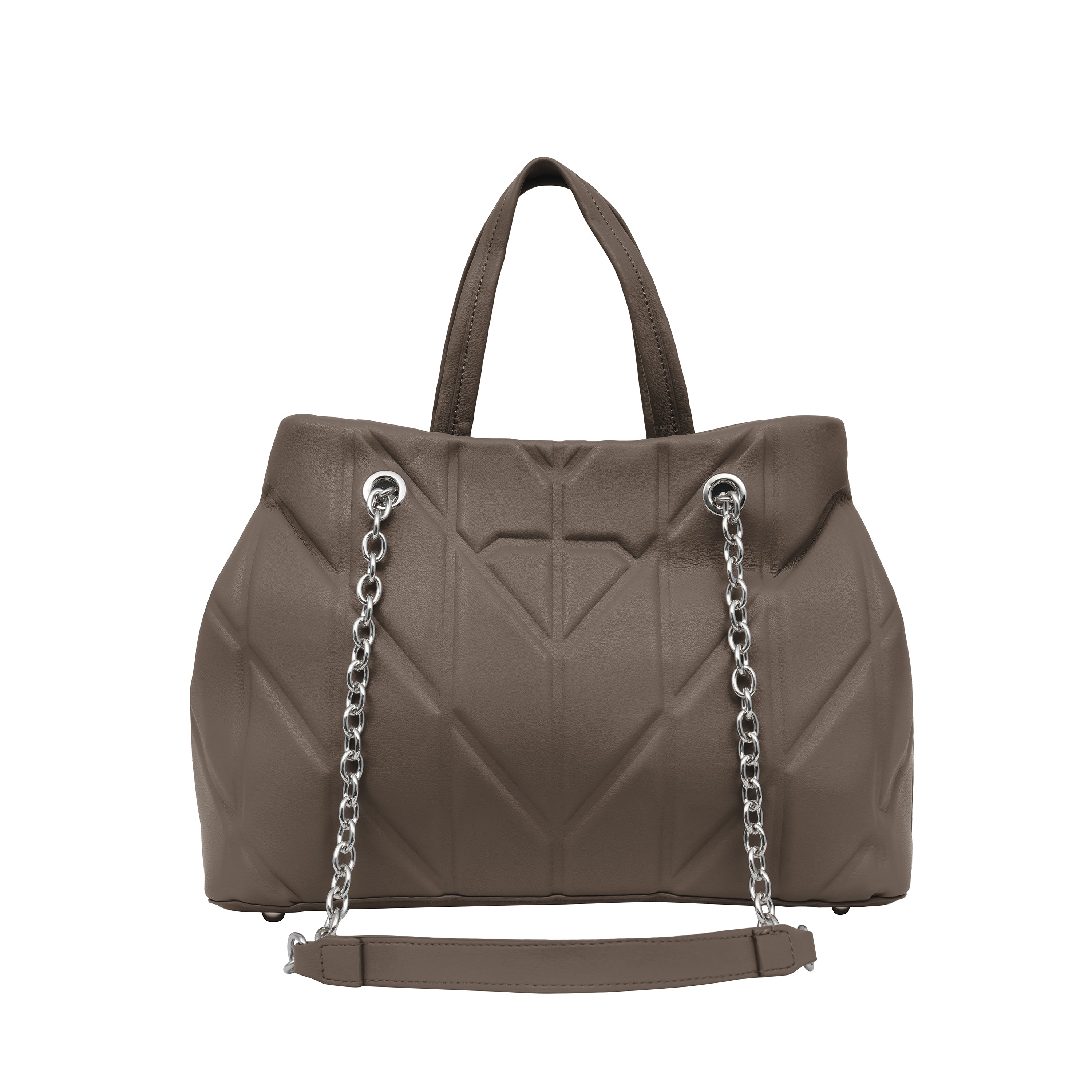 Foska Women's Shoulder Bag - Chic Piped Design Smooth Leather - Black - Khaki - Pink - 33x24 cm