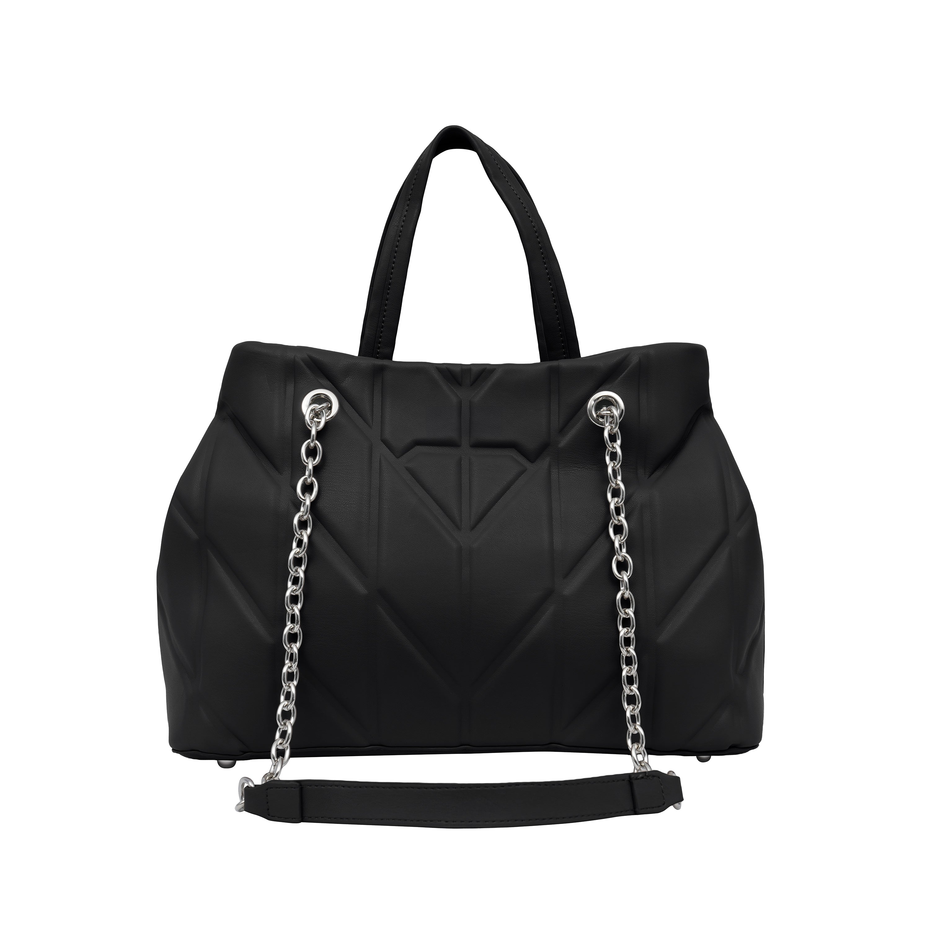 Foska Women's Shoulder Bag - Chic Piped Design Smooth Leather - Black - Khaki - Pink - 33x24 cm