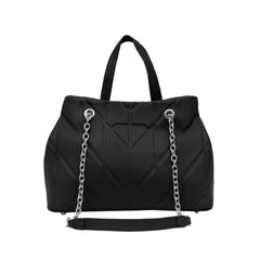 Foska Women's Shoulder Bag - Chic Piped Design Smooth Leather - Black - Khaki - Pink - 33x24 cm