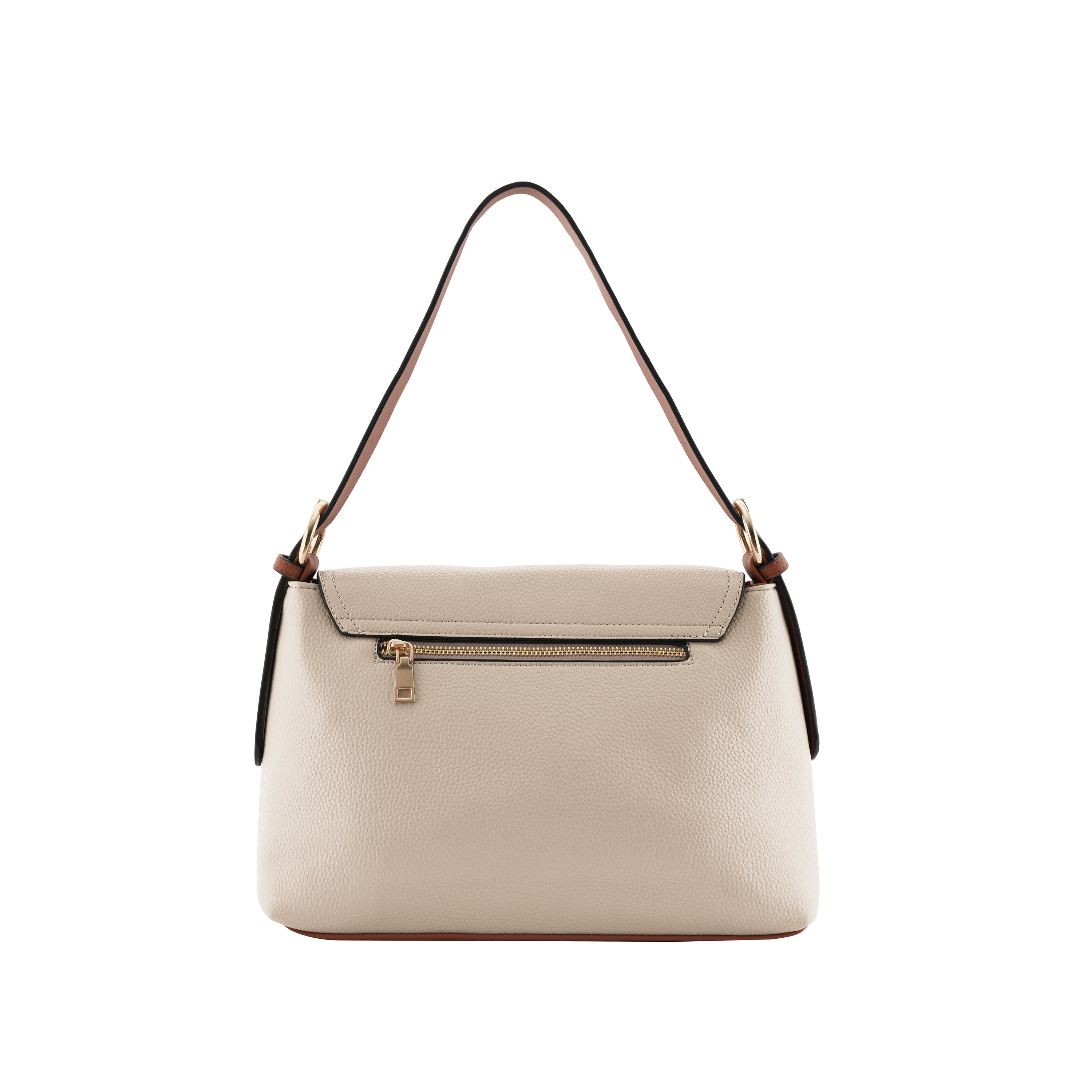 Foska Women's Shoulder Bag - Smooth PU Leather - Rectangular Nude Design - 31x20 cm