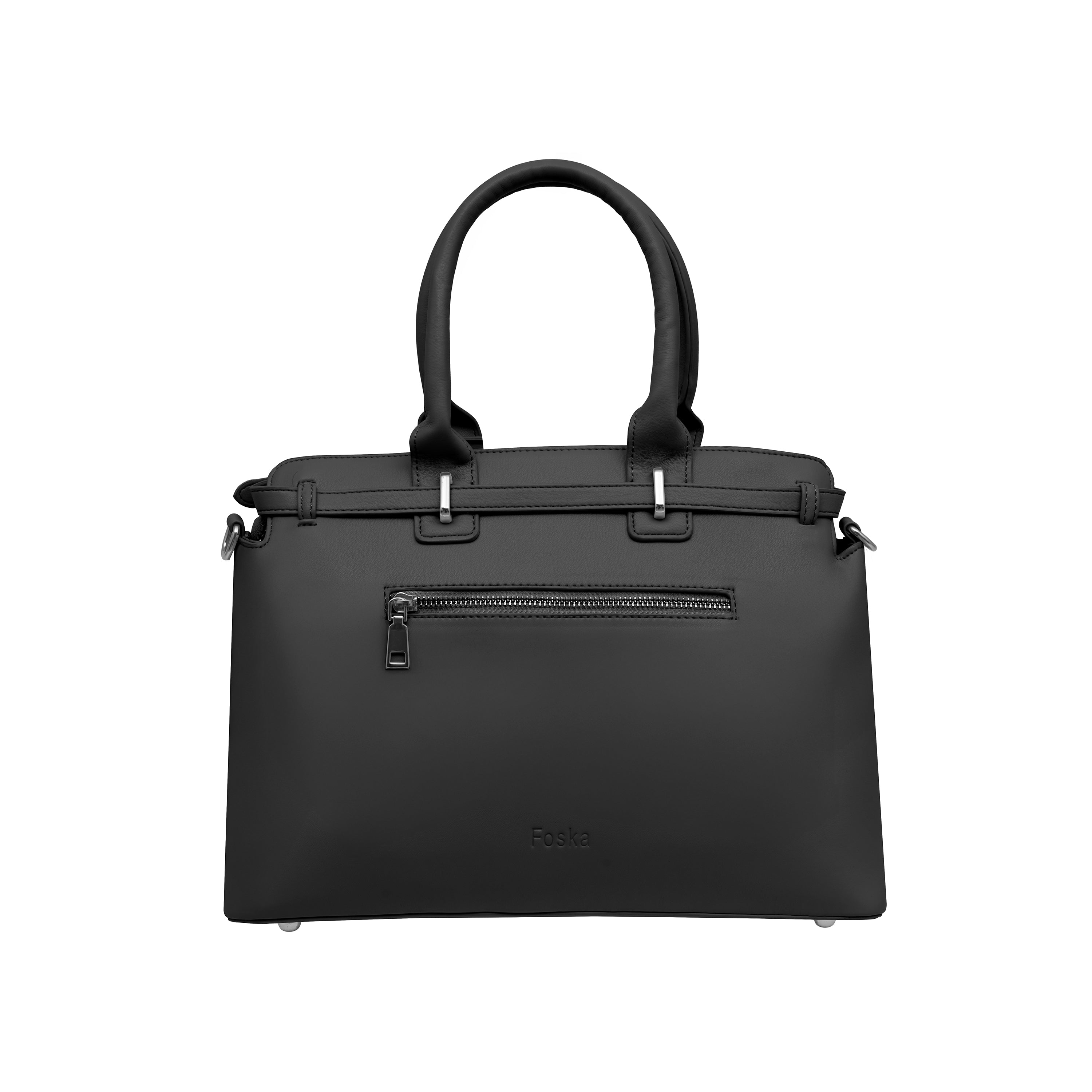 Foska Women's Versatile Fashion Tote Bag – Shoulder Handbag -Metal Chain Detail Black - Pink - Khaki - 33x27 cm