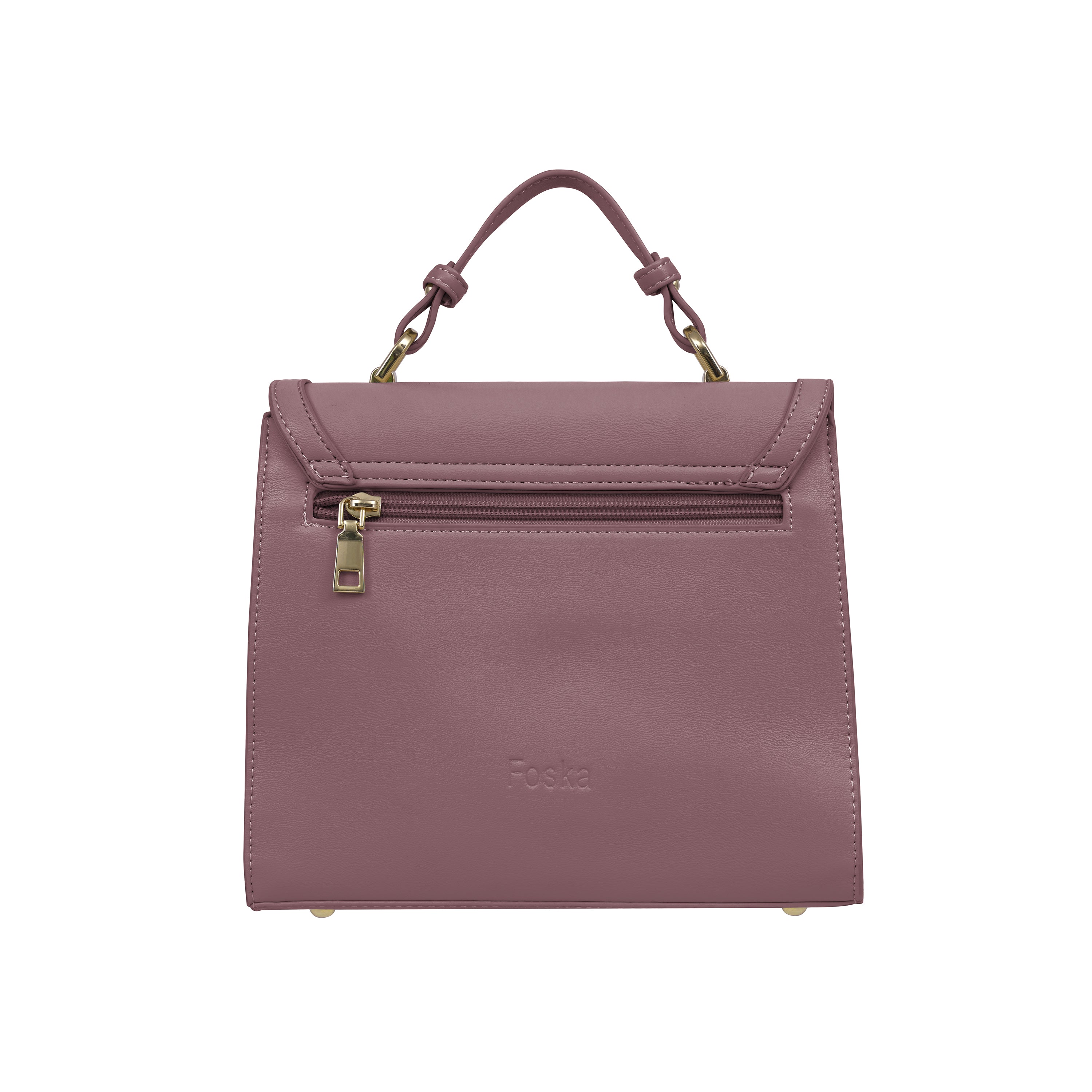 Foska Women's Mini Top Handle Cross-Body Bag - Flap Design Dusty Rose - 23x20 cm